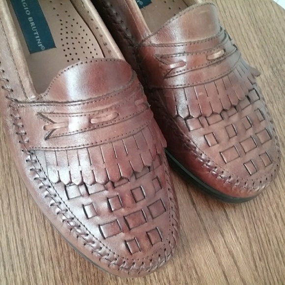 Giorgio Brutini Woven Brown Leather Loafers main image 8